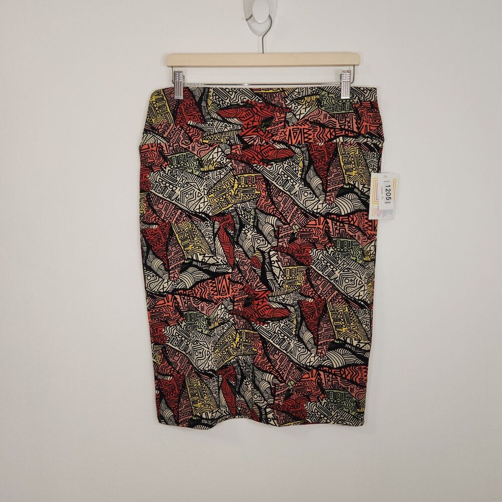 LULAROE Cassie Simply Comfortable Abstract Aztec Stretch Skirt XL NWT
